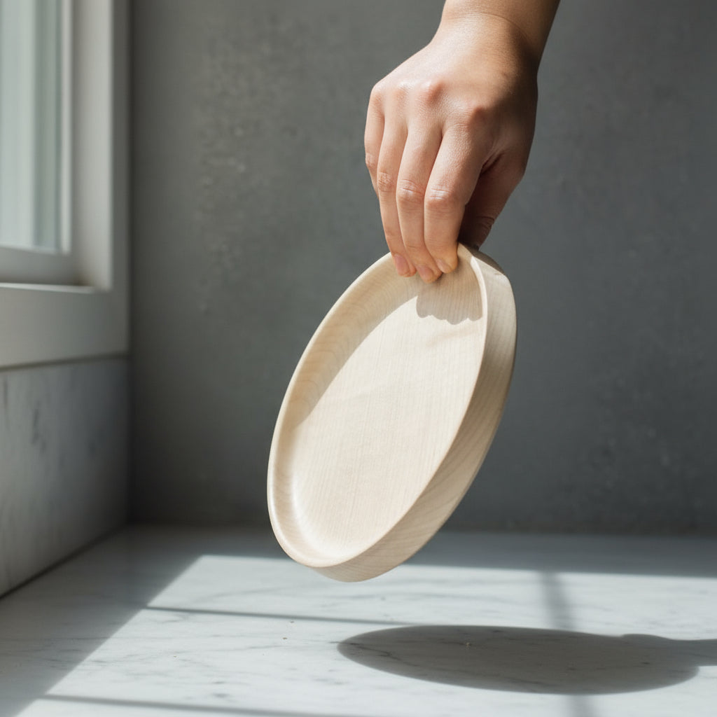 Holzschale aus Ahorn handgedrechselt, mit natürlichem Bienenwachs Finish ⌀ 20 x 2 cm, handarbeit aus Leipzig Tischlerei Eutritzsch