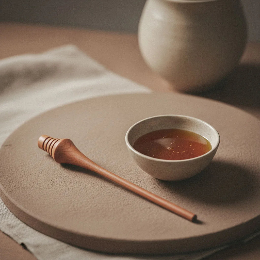 Detailaufnahme des Honighebers Elsa aus Elsbeeren Holz