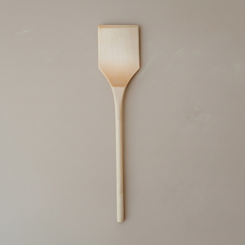 Pfannenwender Ahorn Sovelilo, handgefertigt, mit natürlichem Leinöl-Finish, extra dünne Kante, schonend zu Pfannen, aus einem Stück