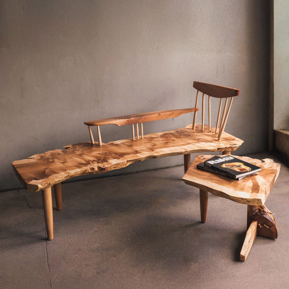 Massive Holz Bank "Nakashima" aus seltener Pappel - 200x95x55cm Einzelstück