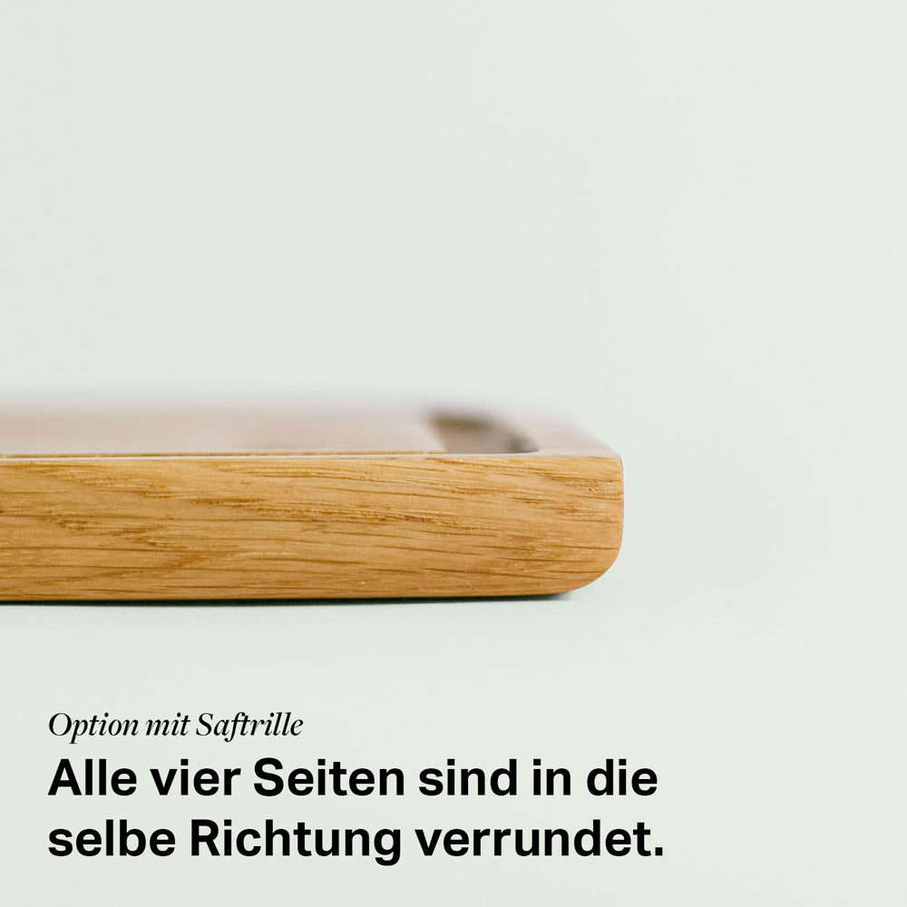schneidebrett aus Eichenholz mit verrundeter Kante