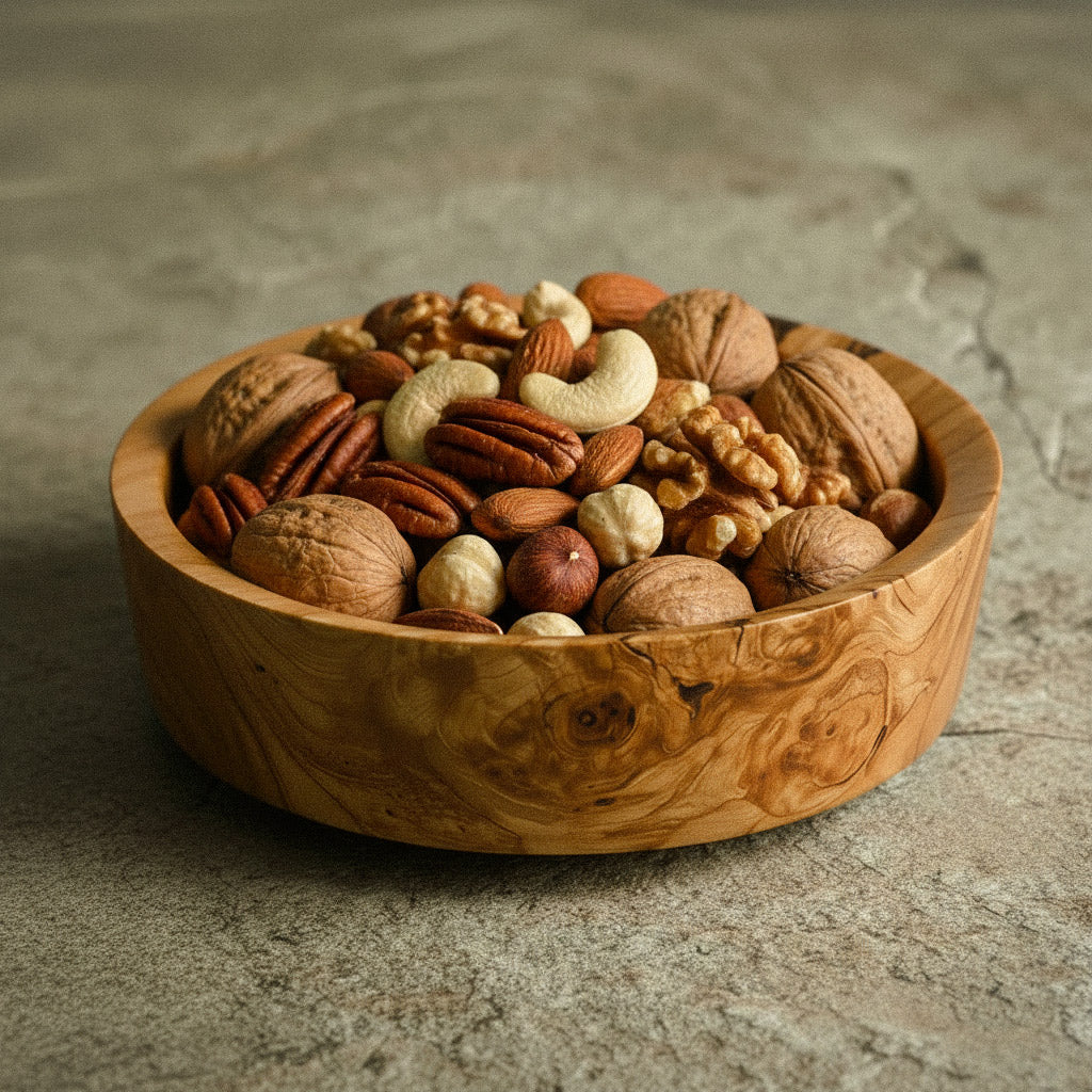 Verwurzelte Holzschale aus Kirsche, wegen ihrer Maserung zur Schale geworden glänzt dieses Stück Holz durch ein langlebiges Bienenwachs Finish. Ø 19 cm