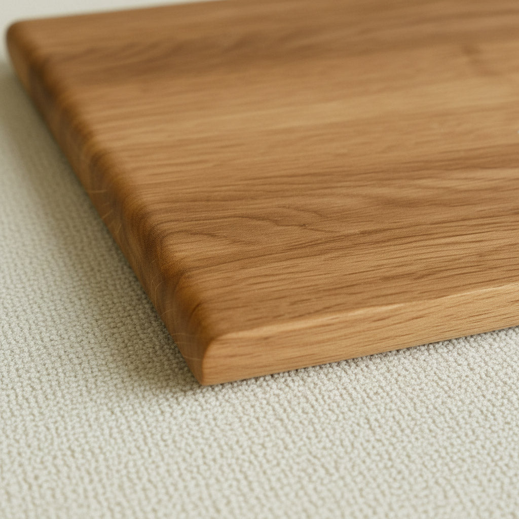 Großes Massivholz Schneidebrett aus Eiche Tabula auf hellem Hintergrund 05