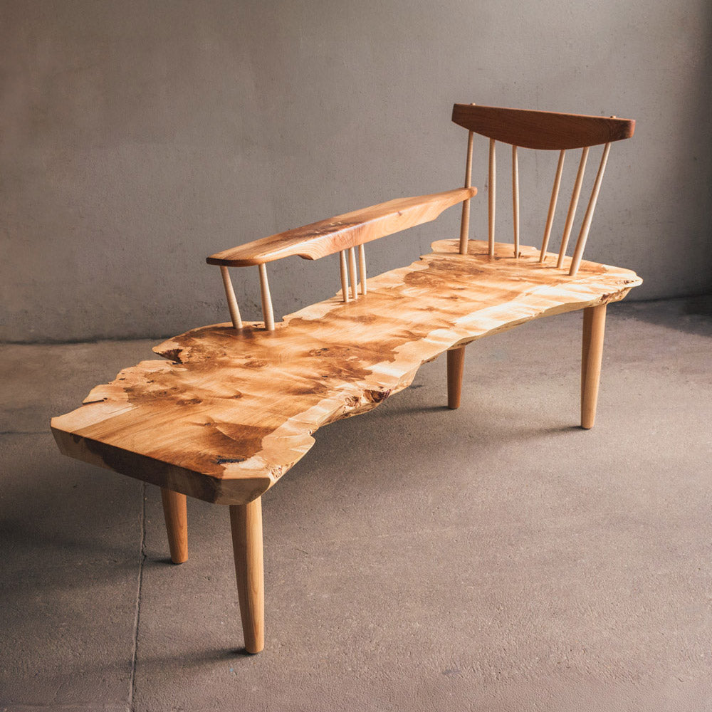 Massive Holz Bank "Nakashima" aus seltener Pappel  - 200x95x55cm Einzelstück
