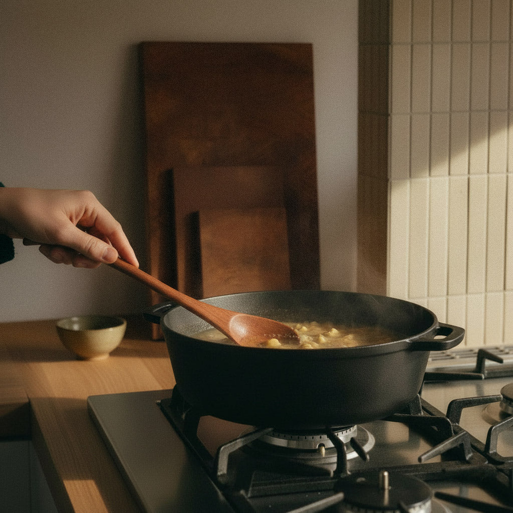 Doppelseitiger Kochlöffel & Esslöffel aus Holz - Elsbeere, aus einem Stück produziert, mit natürlichem Leinöl Finish versiegelt, Lebensmittelecht