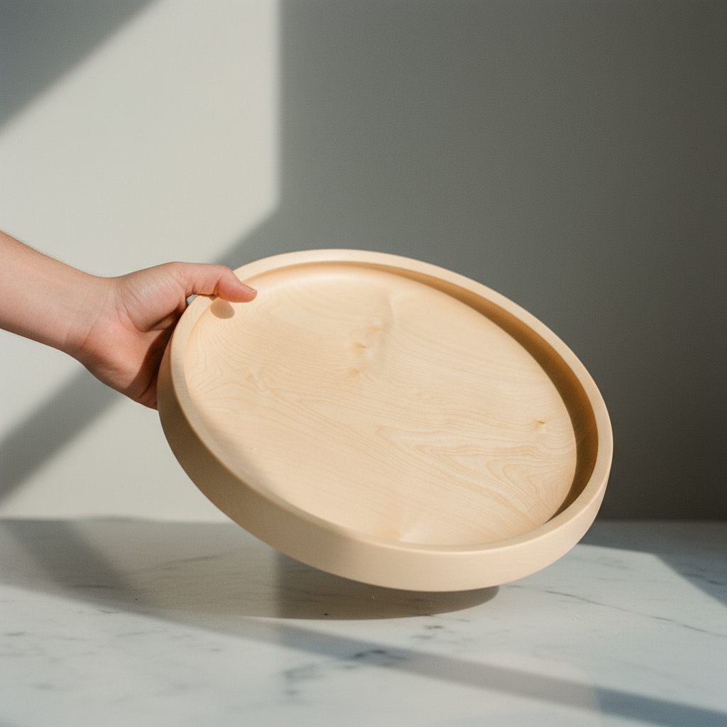 Holzschale aus Ahorn handgedrechselt, mit natürlichem Bienenwachs Finish ⌀ 31 x 4 cm, handarbeit aus Leipzig Tischlerei Eutritzsch